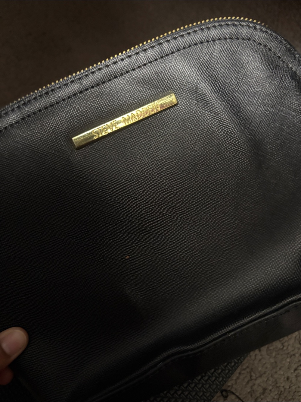 Steve Madden Black Toiletry Bag with Gold Accent